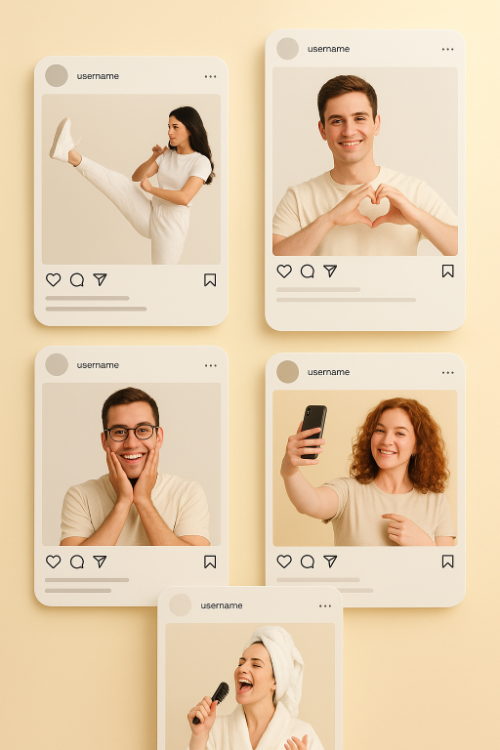 Content Erstellung 1 Für die Content Erstellung werden mehrere Personen werden in jeweils einem Social Media Post gezeigt